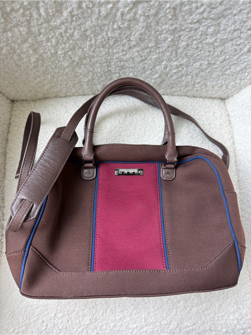 L.A.M.B. Women's Brown & Fuchsia Satchel Bag